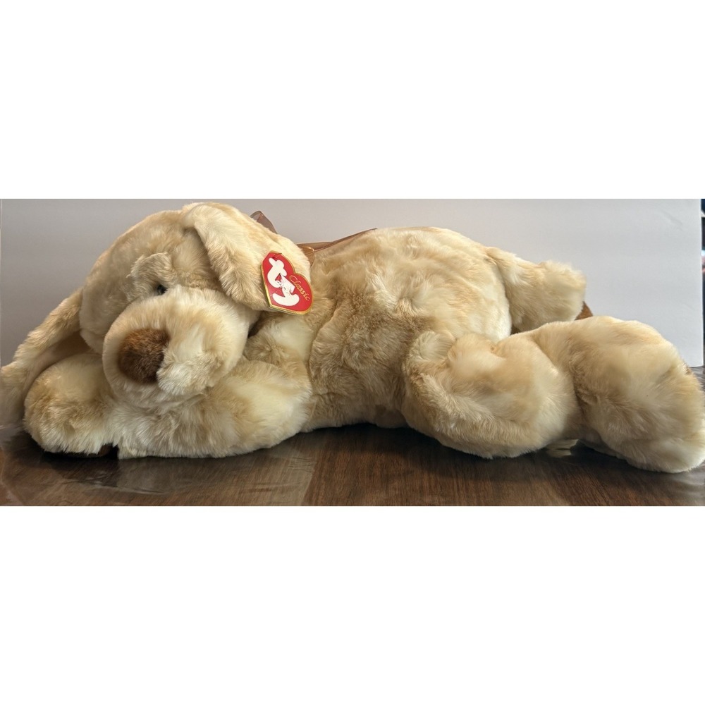 Ty Gold Classic Beanie Babies Fluffy Ripples the Dog Buddy, Mint w/ Tag Big